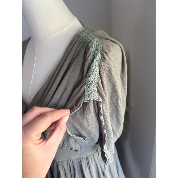 Mabel Khalani Romper Size Small Olive Green Button Down Farmhouse - Picture 6 of 11